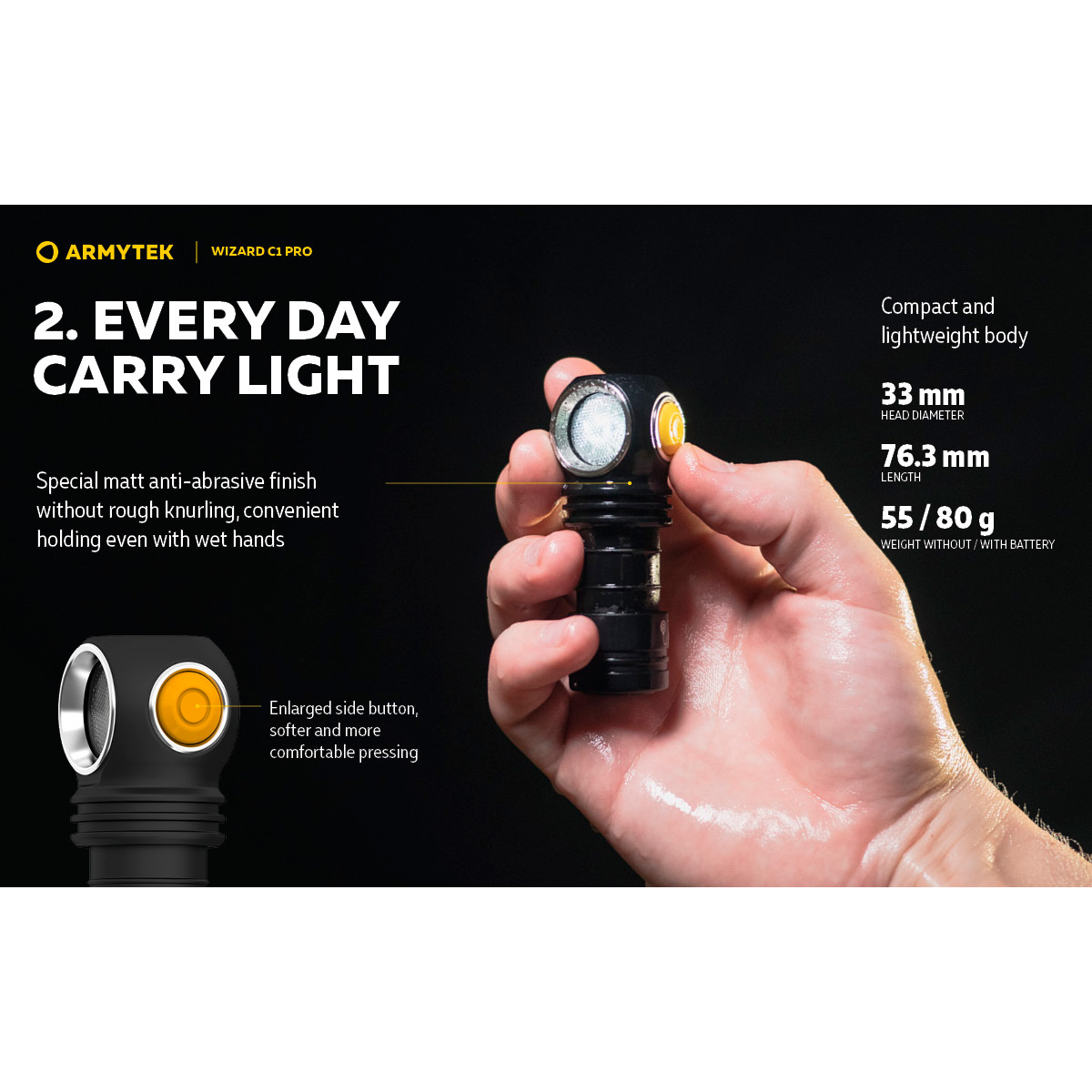 Ліхтар мультифункціональний ARMYTEK Wizard C1 Pro Magnet USB Warm Light (F09001W)
