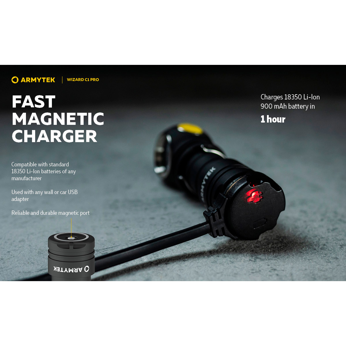 Ліхтар мультифункціональний ARMYTEK Wizard C1 Pro Magnet USB Warm Light (F09001W)