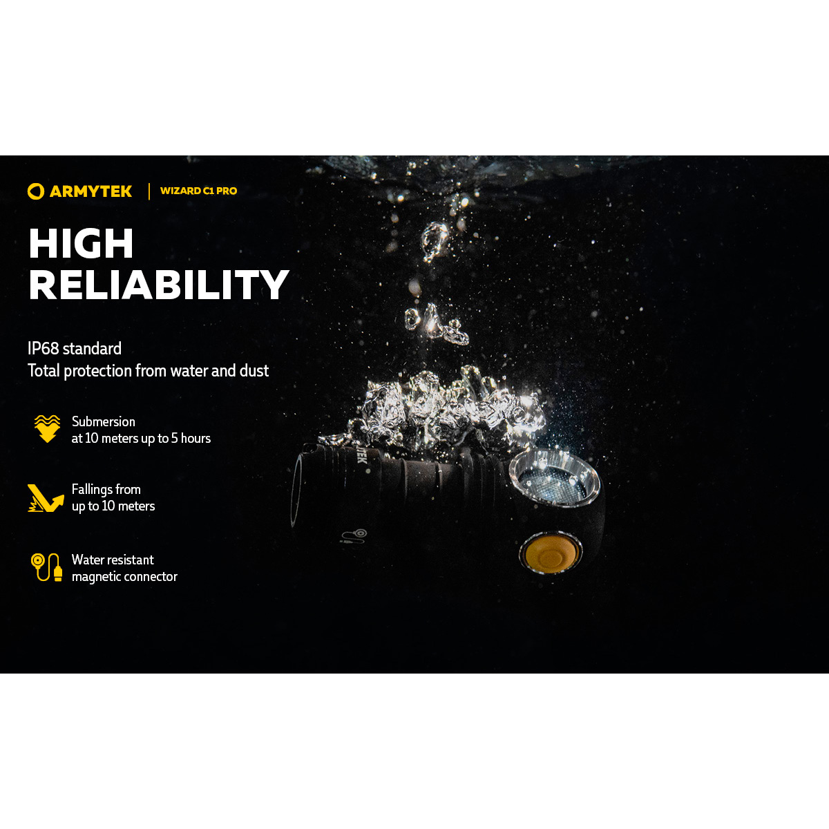 Ліхтар мультифункціональний ARMYTEK Wizard C1 Pro Magnet USB Warm Light (F09001W)