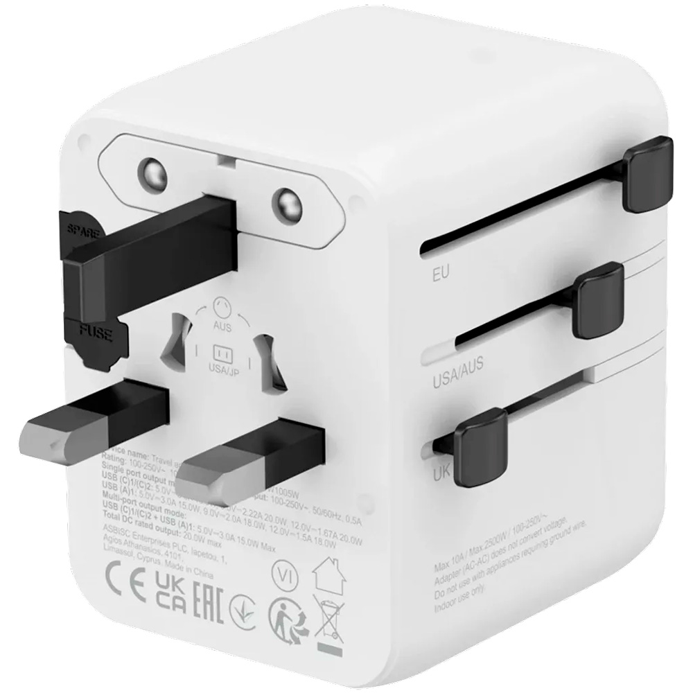 Универсальное зарядное устроство CANYON OnTour 20 GaN III Universal Travel Adapter White (CNS-TA20W1005W)