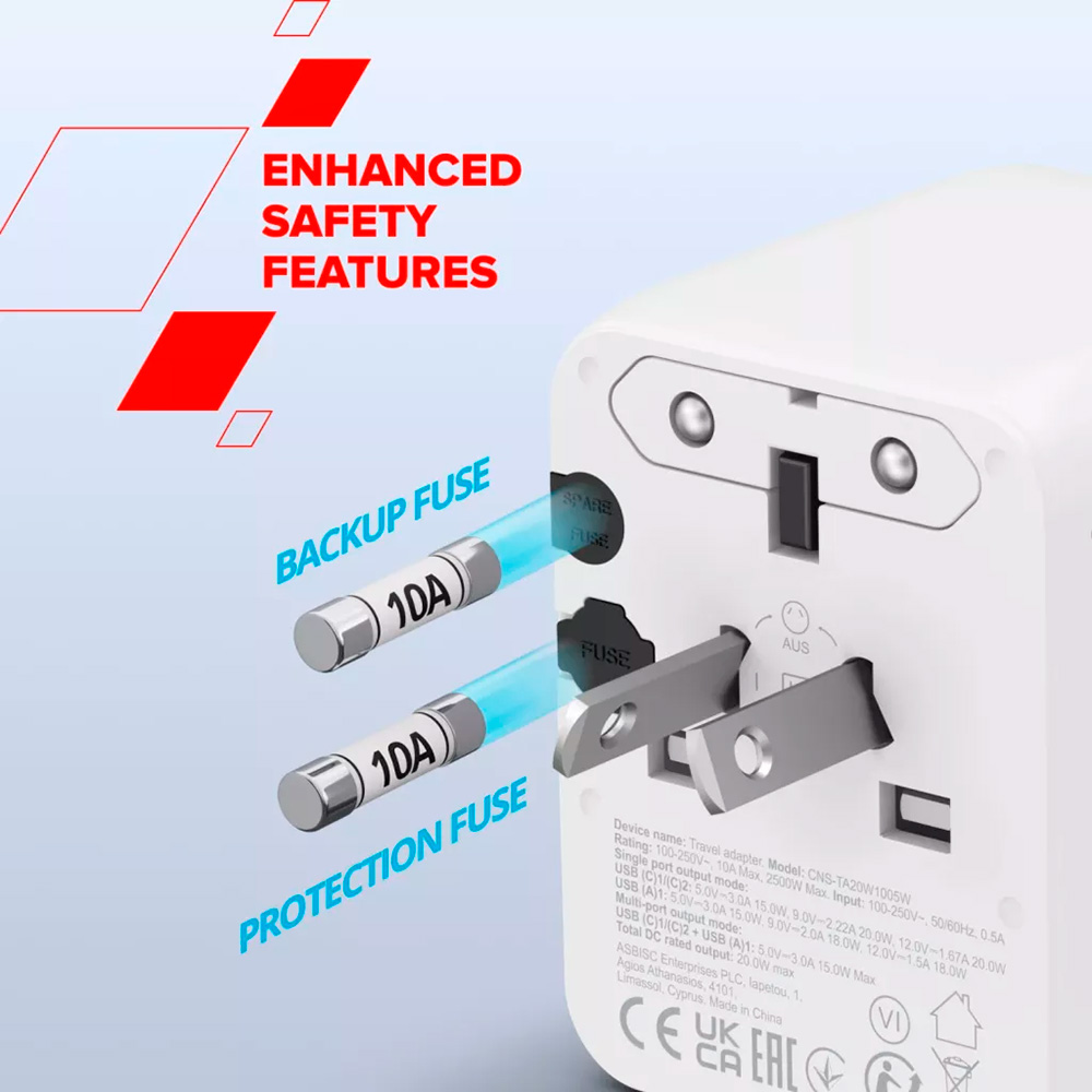 Универсальное зарядное устроство CANYON OnTour 20 GaN III Universal Travel Adapter White (CNS-TA20W1005W)