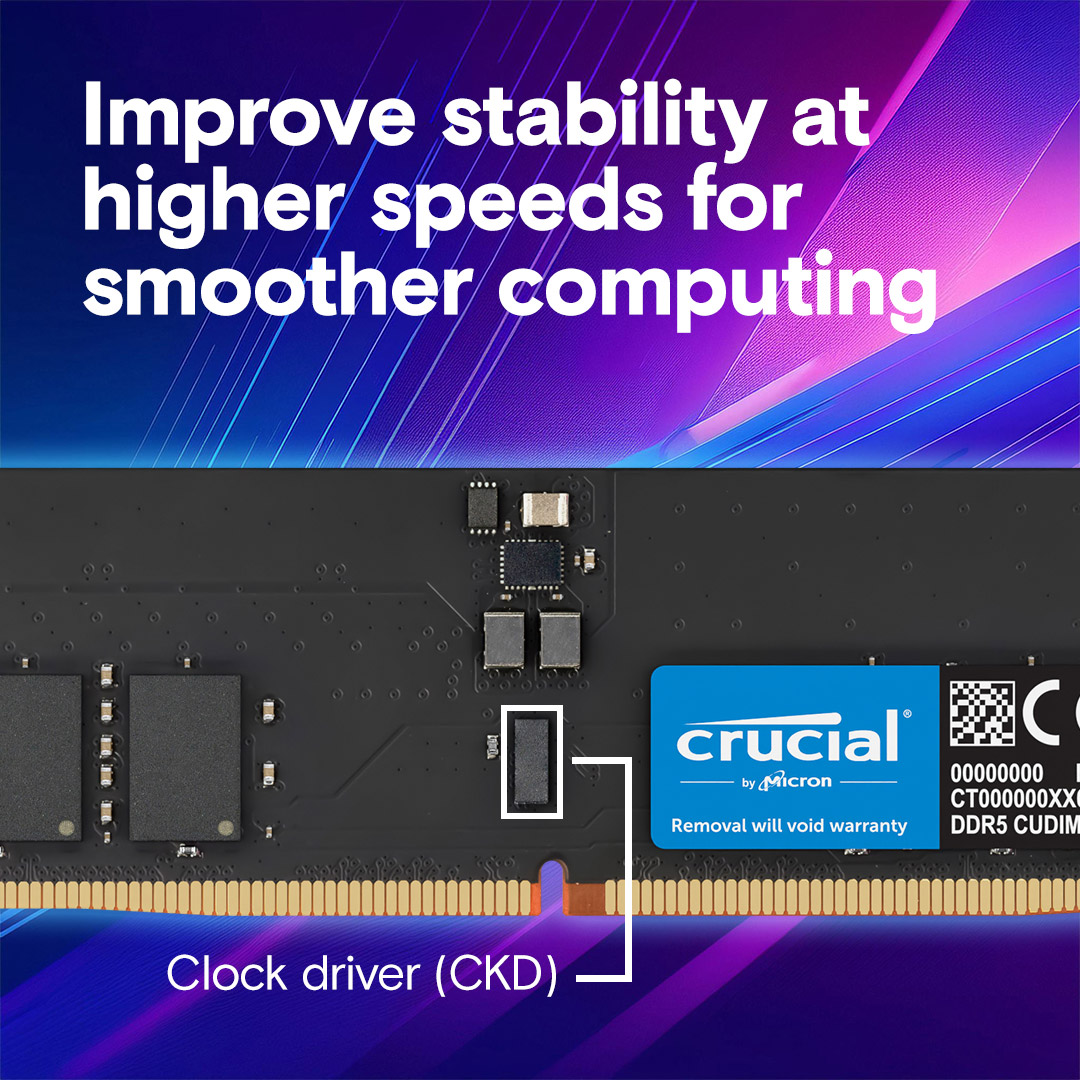 Модуль пам'яті CRUCIAL CUDIMM DDR5 6400MHz 32GB (CT32G64C52CU5)