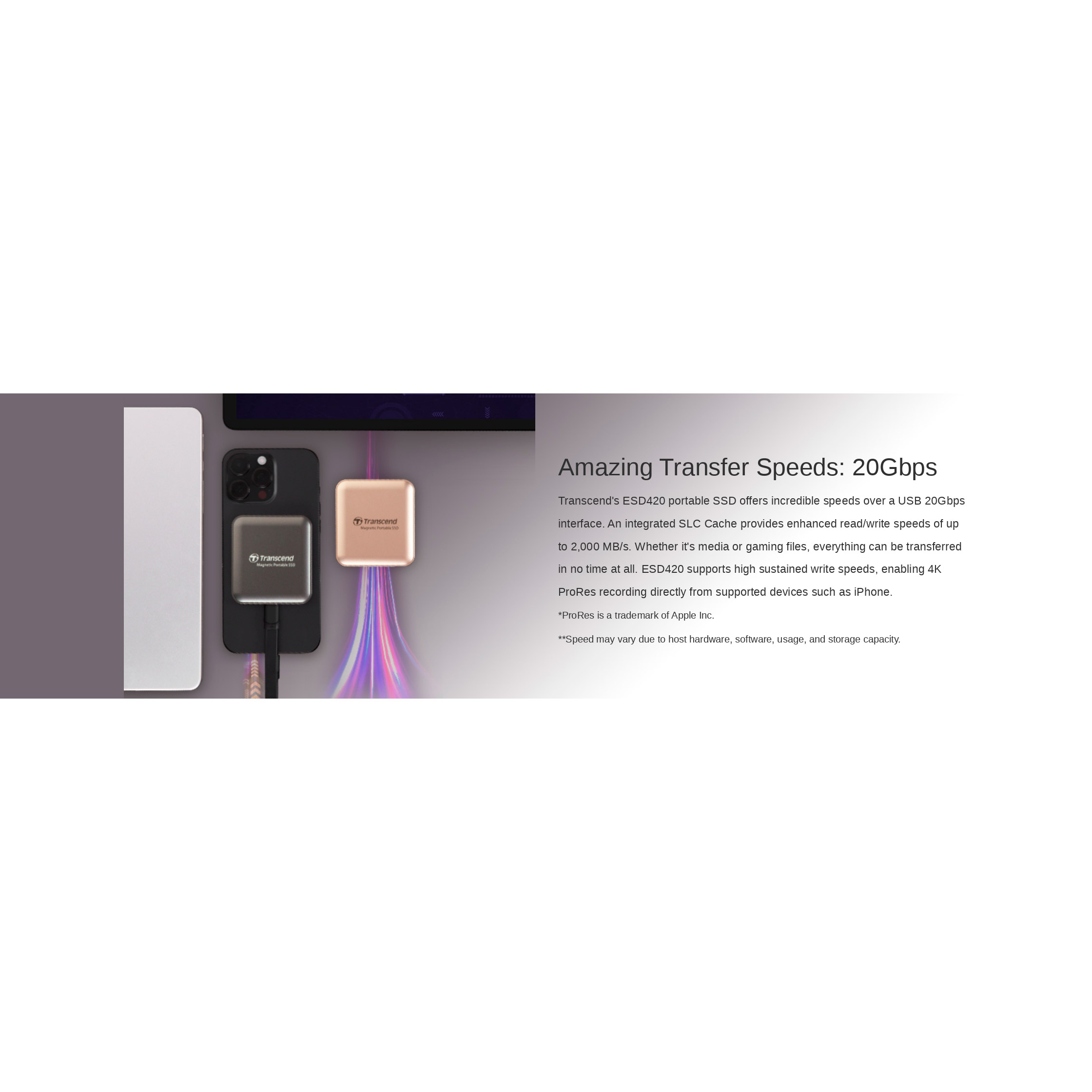 Портативний SSD диск TRANSCEND ESD420 4TB USB3.2 Gen2x2 Iron Gray (TS4TESD420C)