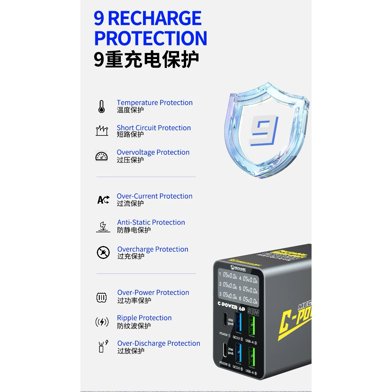 Зарядная станция MECHANIC C-Power 6S 50W Gray