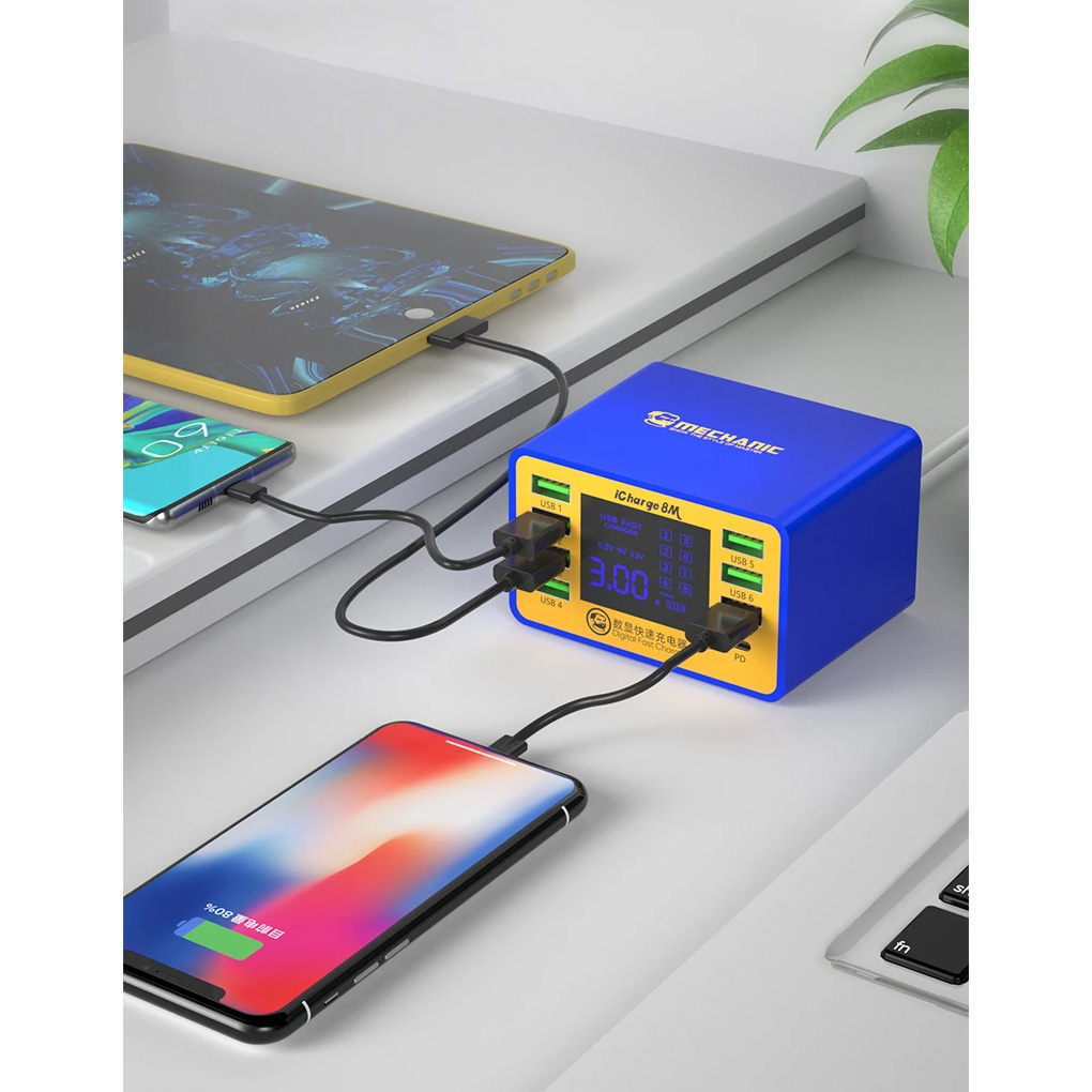 Зарядная станция MECHANIC iCharge 8M 50W Yellow/Blue