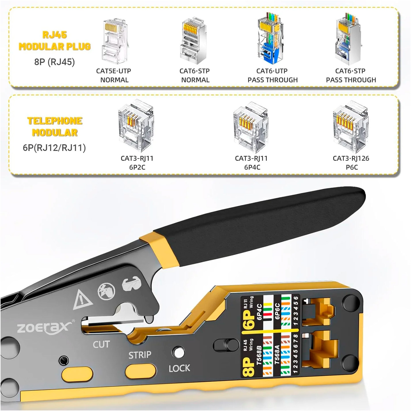 Інструмент для обтиску крученої пари ZOERAX WXQ-6088 RJ45 Crimping Tool
