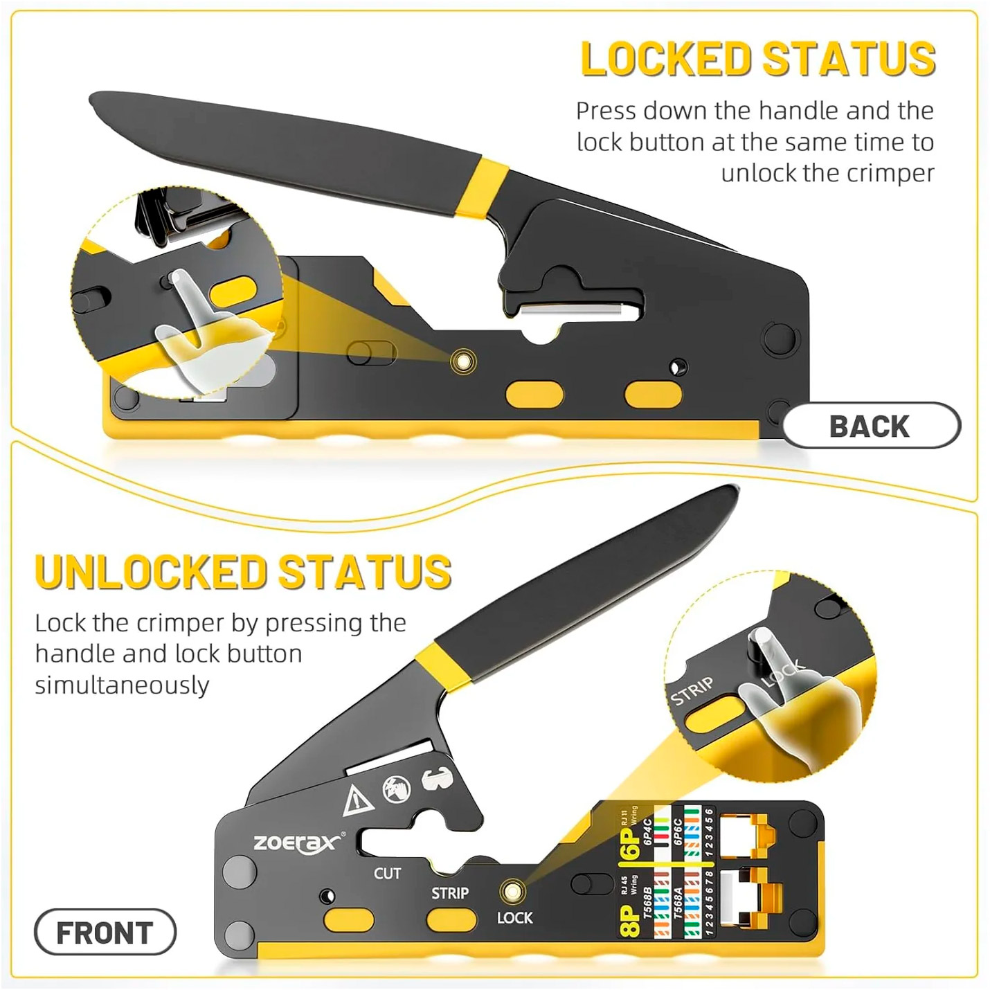 Інструмент для обтиску крученої пари ZOERAX WXQ-6088 RJ45 Crimping Tool