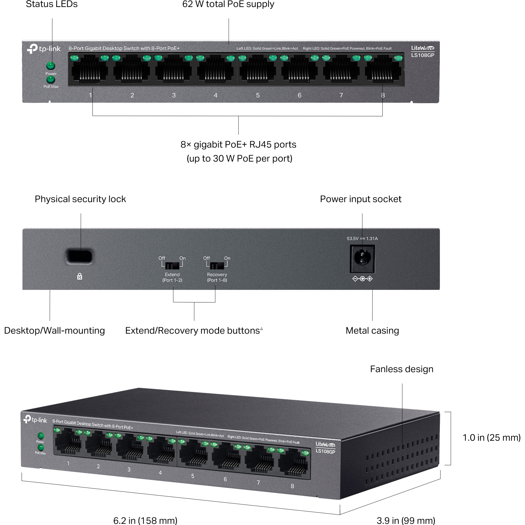 Коммутатор TP-LINK LiteWave LS108GP