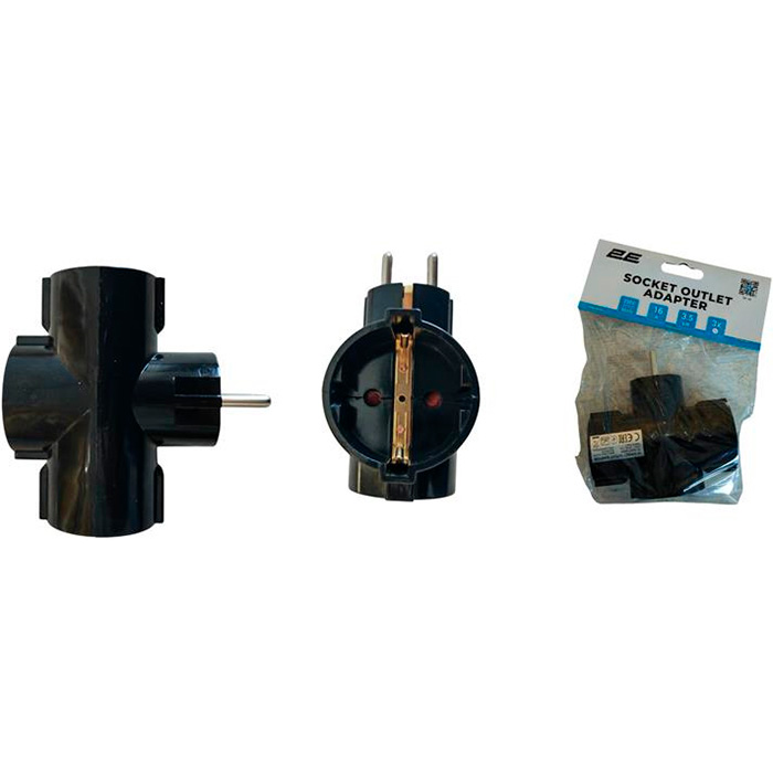 Сетевой разветвитель 2E 2E-AD0103BK Black, 3 розетки