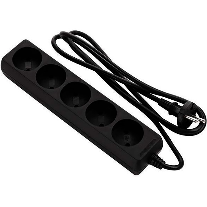 Подовжувач 2E 2E-U05M3BK Black, 5 розеток, 3м