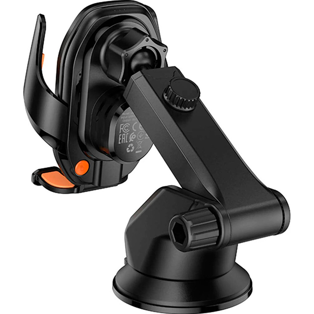 Автотримач з бездротовою зарядкою HOCO HW34 Blue Whale 3-axis Linkage Wireless Fast Charging Car Holder Center Console Black