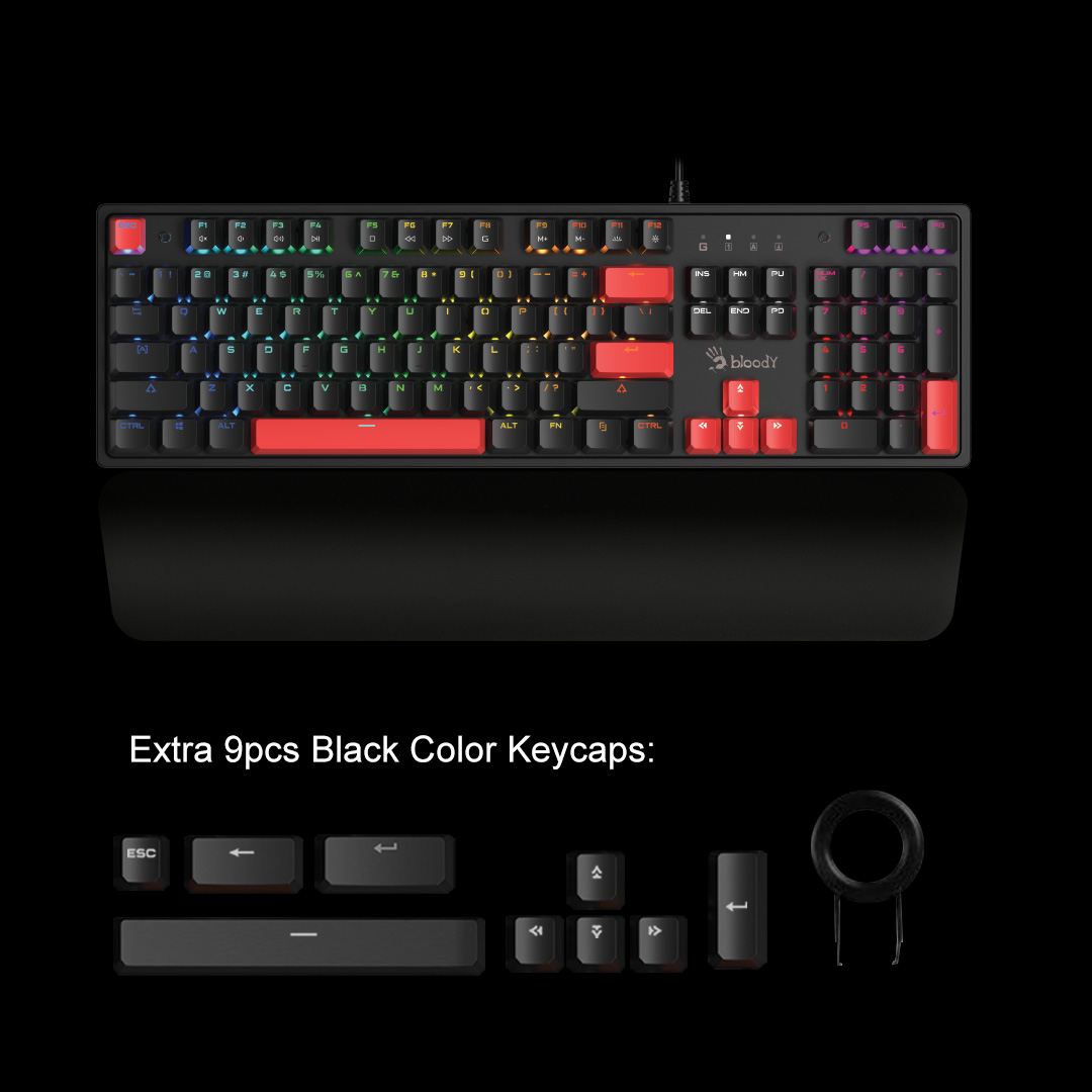 Клавіатура A4TECH BLOODY S525N BLMS Red Plus Switch Fire Black