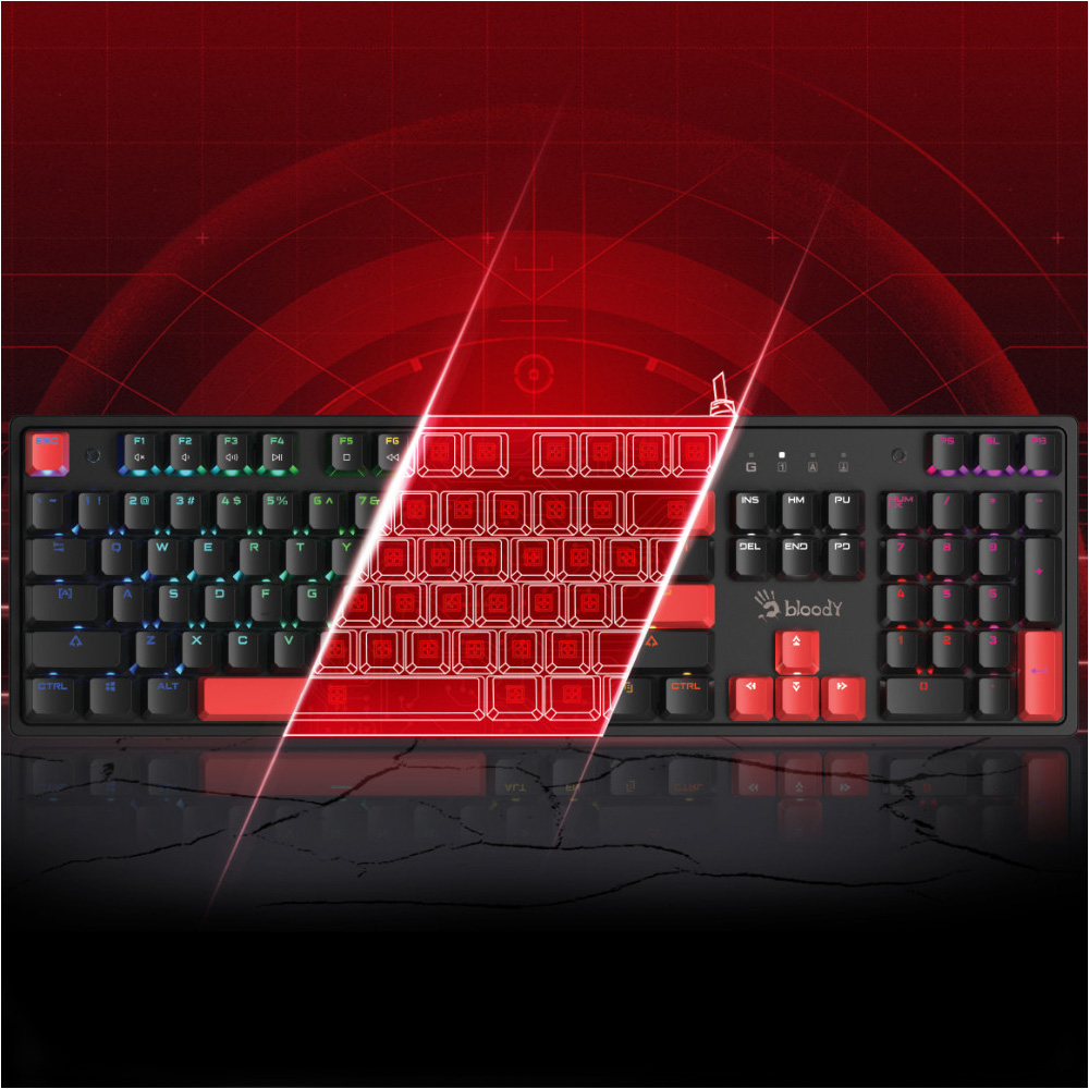 Клавіатура A4TECH BLOODY S525N BLMS Red Plus Switch Fire Black