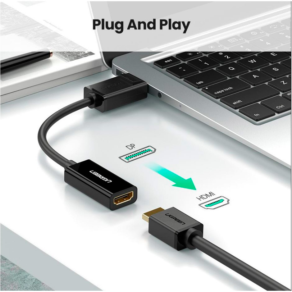 Адаптер UGREEN MM137 4K@30Hz DisplayPort - HDMI Black (40363)