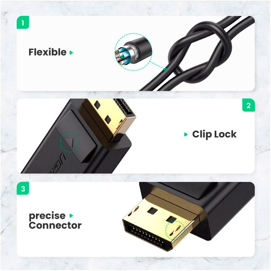 Адаптер UGREEN MM137 4K@30Hz DisplayPort - HDMI Black (40363)