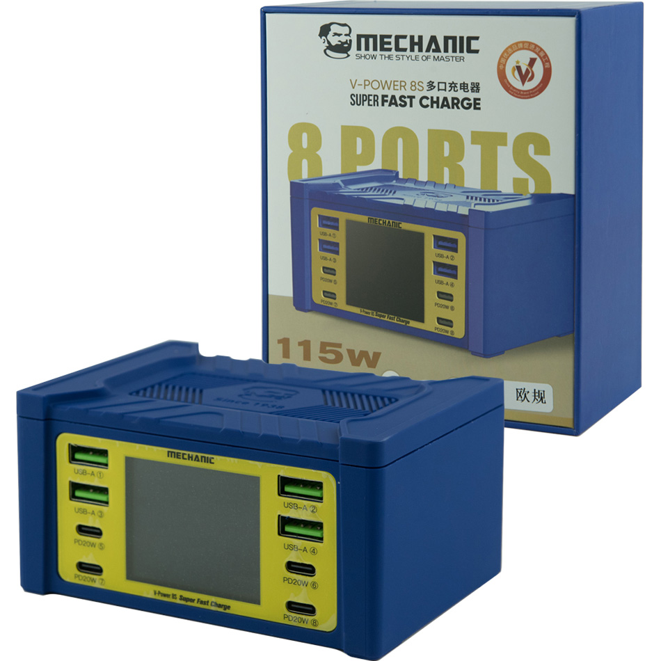 Зарядная станция MECHANIC V-Power 8S 115W Yellow/Blue