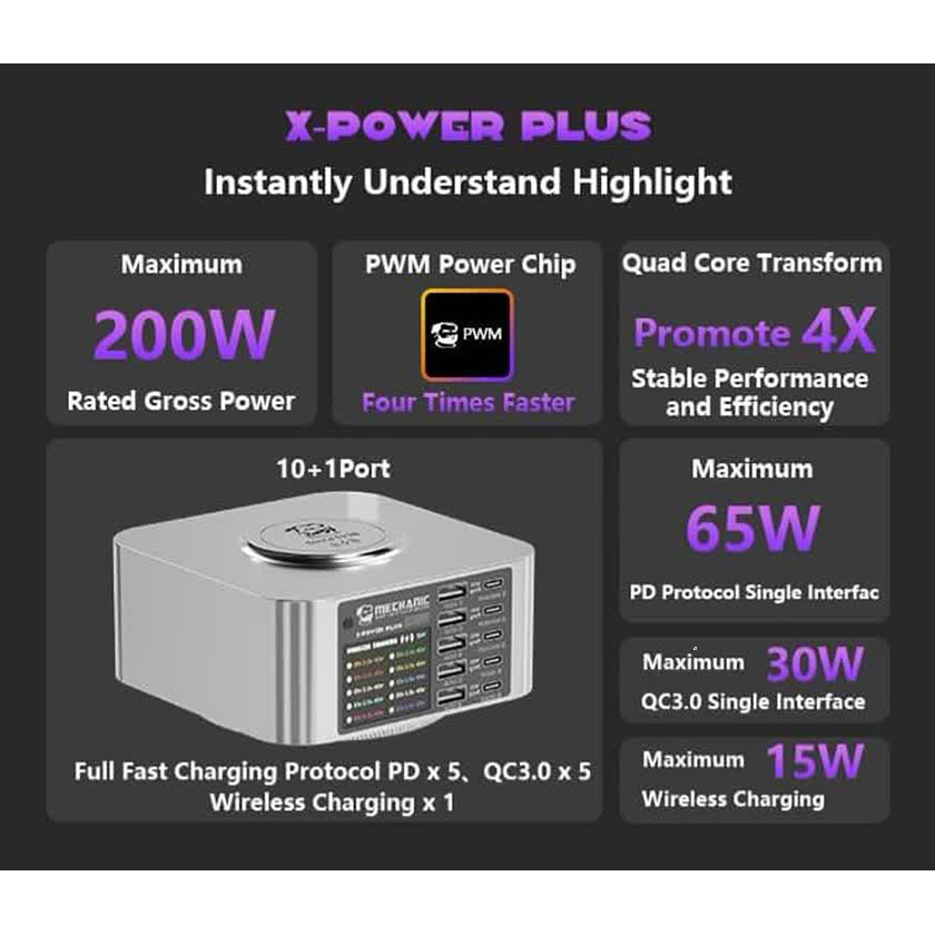 Зарядная станция MECHANIC X-Power Plus 200W Silver
