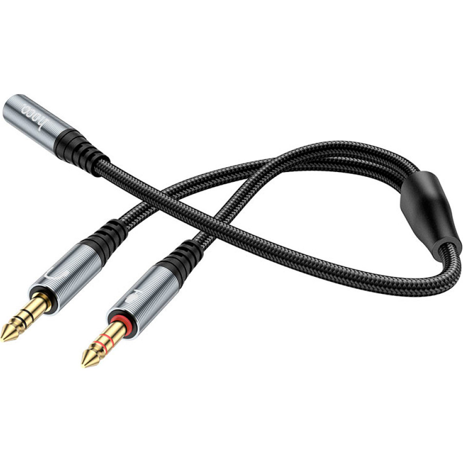 Кабель HOCO UPA21 2-in-1 3.5 Headset Audio Adapter Cable Female to Dual Male mini-jack 3.5mm (F) - 2xmini-jack 3.5mm (M) Gray