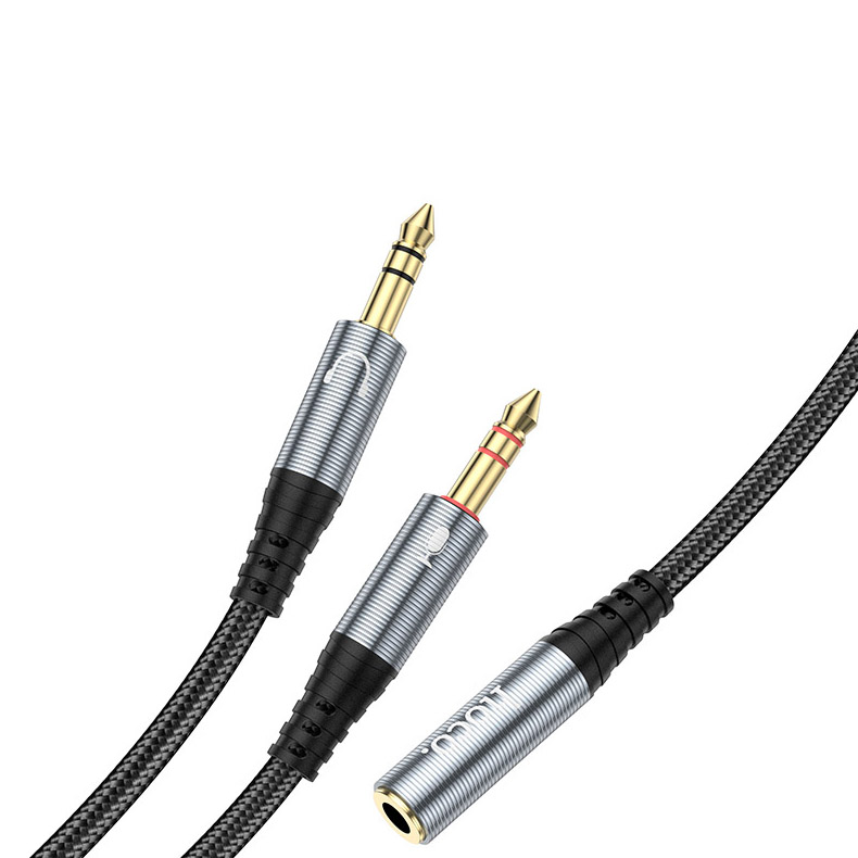 Кабель HOCO UPA21 2-in-1 3.5 Headset Audio Adapter Cable Female to Dual Male mini-jack 3.5mm (F) - 2xmini-jack 3.5mm (M) Gray