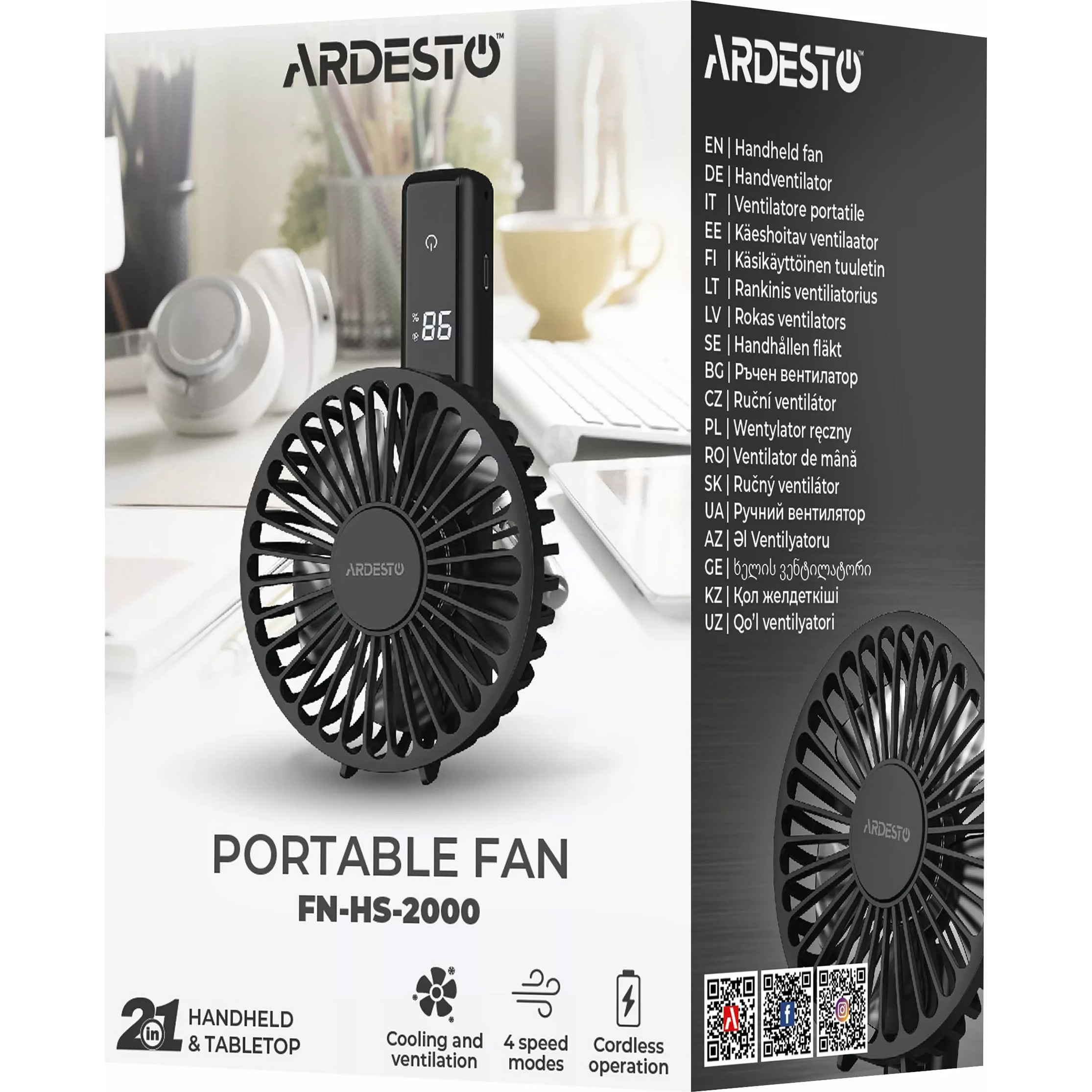 Портативный ручной вентилятор ARDESTO FN-HS-2000 Black