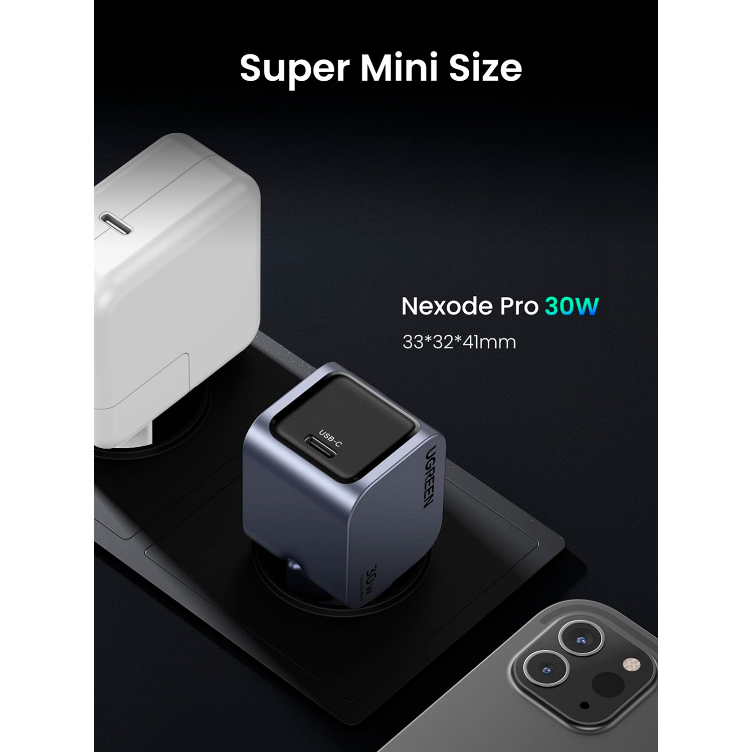 Зарядний пристрій UGREEN X703 Nexode Pro 30W 1xUSB-C, PD3.0, QC4.0 GaN Wall Charger Gray (35006)