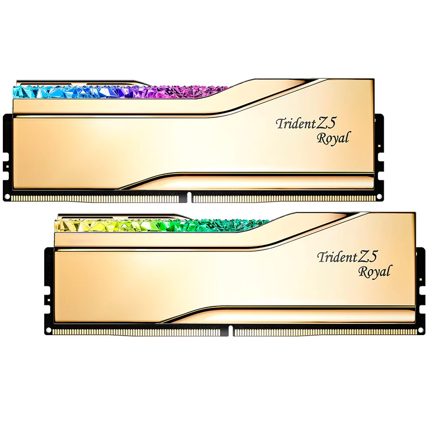 Модуль пам'яті G.SKILL Trident Z5 Royal DDR5 6000MHz 32GB Kit 2x16GB Gold (F5-6000J2836G16GX2-TR5G)