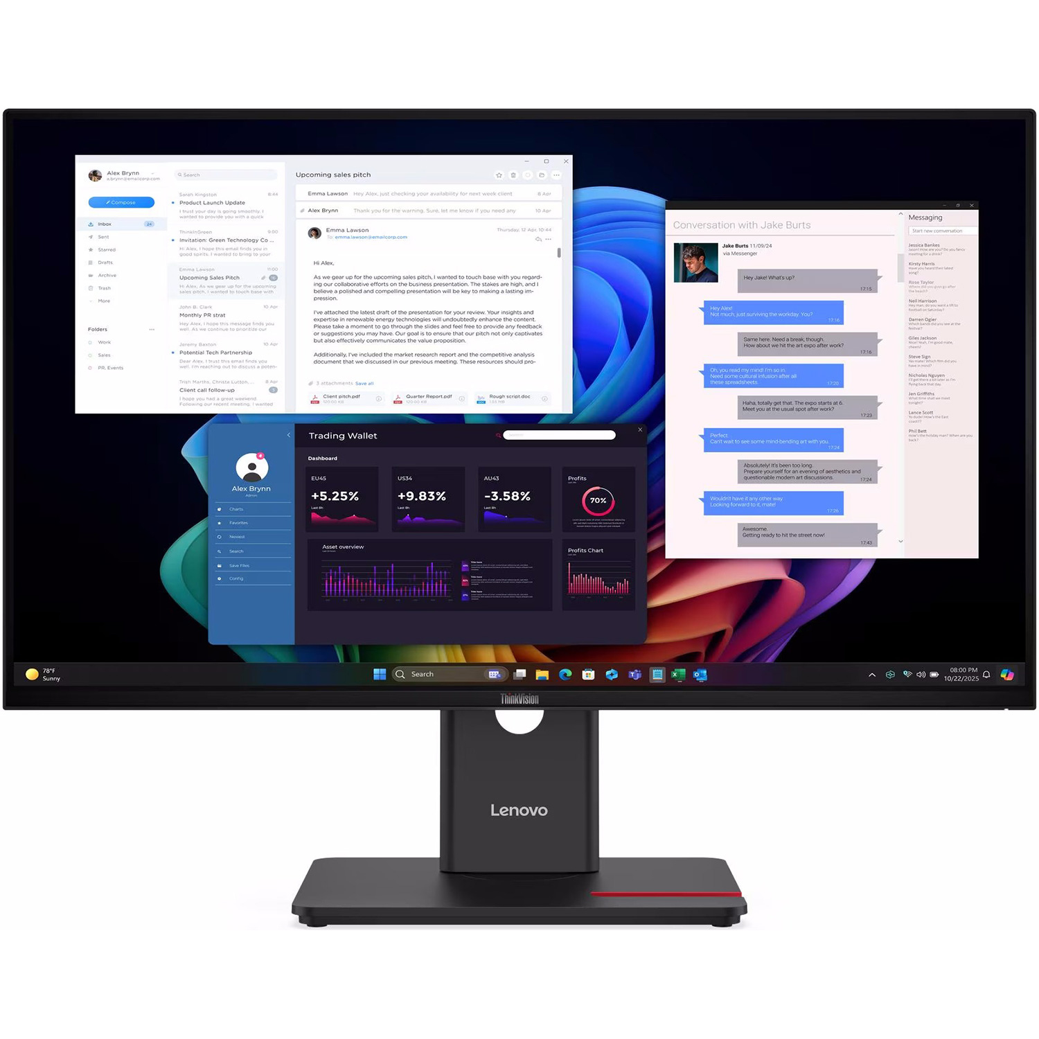Монитор 27" LENOVO ThinkVision T27ud-40 (64AFGAT2UA)