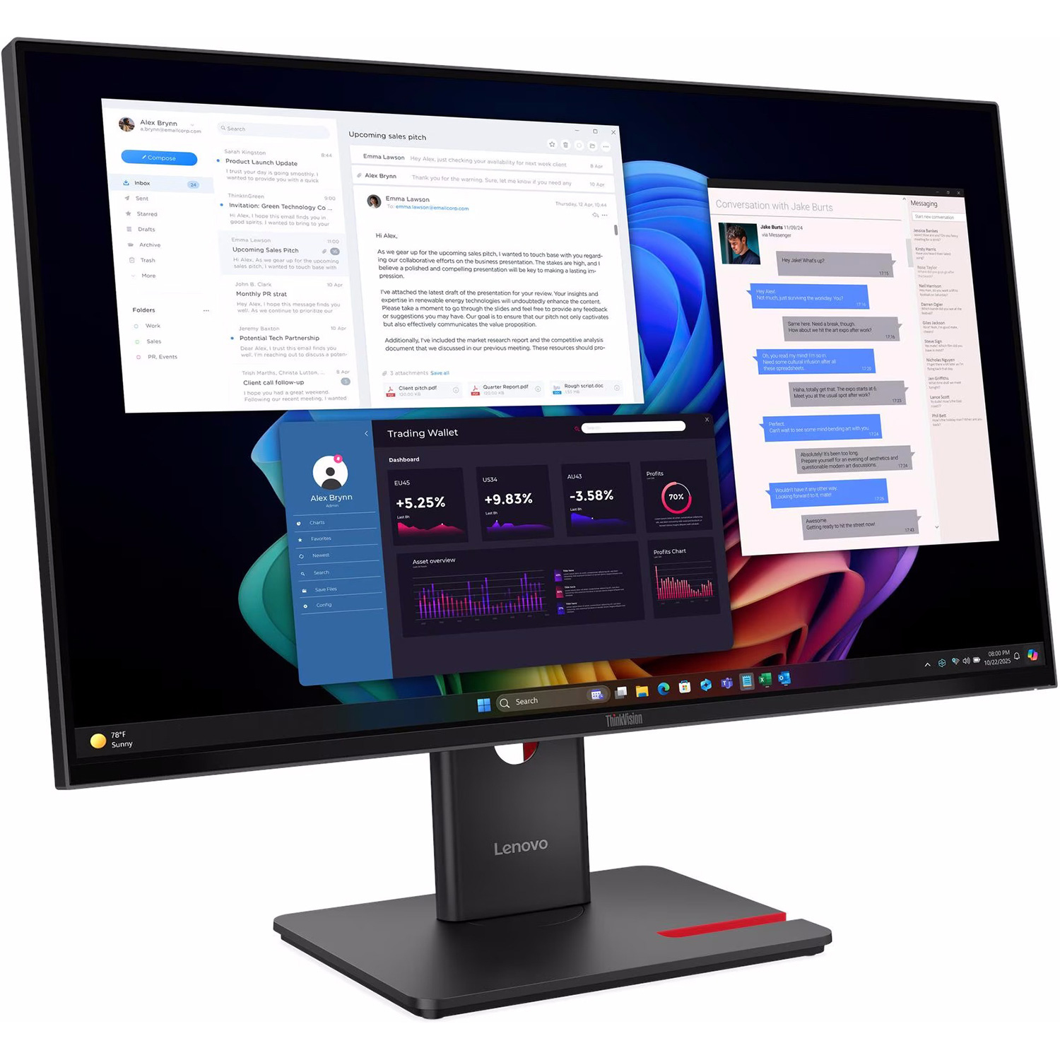 Монитор 27" LENOVO ThinkVision T27ud-40 (64AFGAT2UA)