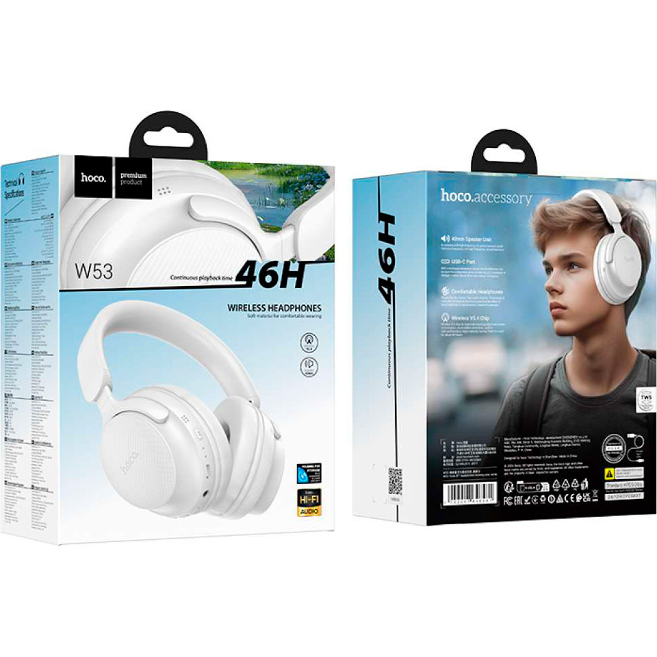 Навушники HOCO W53 Tone Morning Mist White