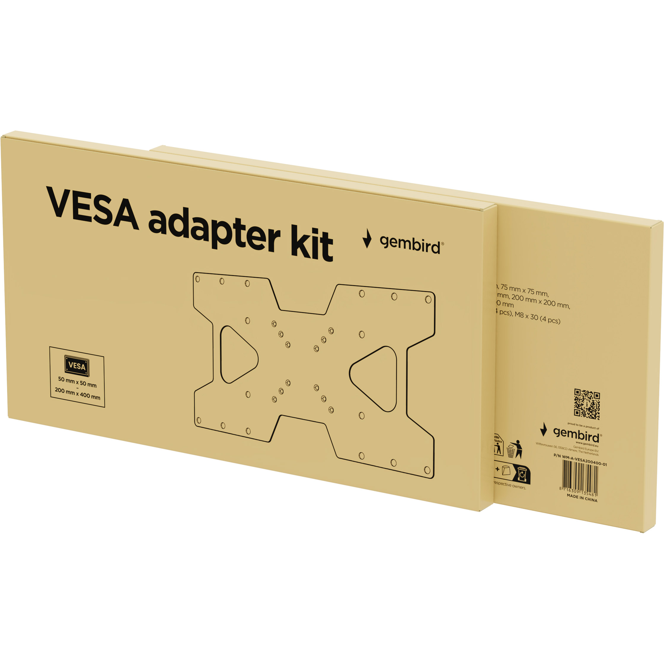 Универсальный адаптер для крепления VESA GEMBIRD WM-A-VESA200400-01 Black