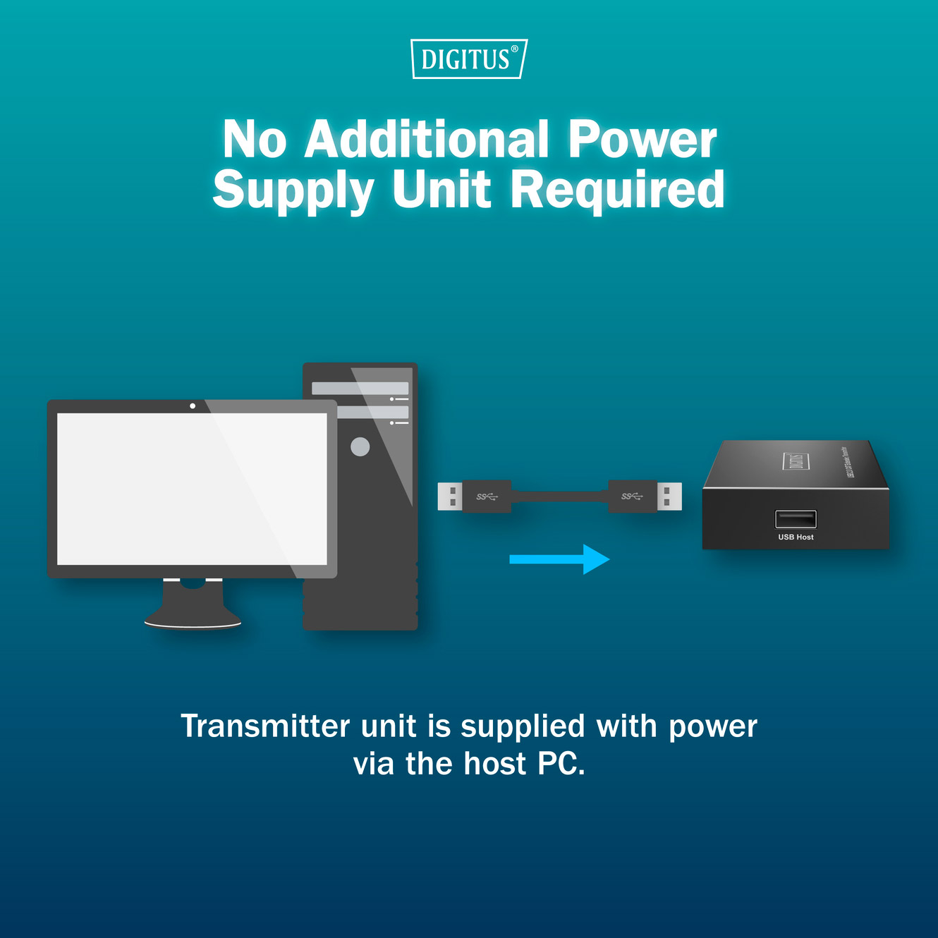 Подовжувач USB по кручений парі DIGITUS USB 2.0 CAT Extender, до 150м (DA-73120)