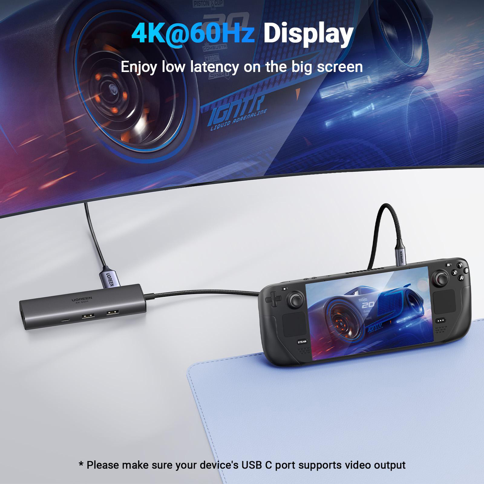 Порт-реплікатор UGREEN CM512 6-in-1 USB-C to HDMI + 2xUSB 3.2 + USB-C 3.2 + RJ45 + PD Gray (45000)