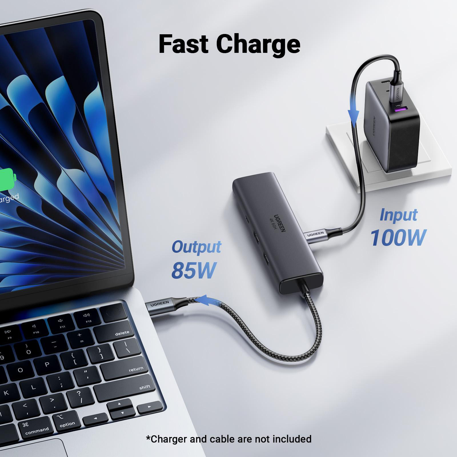Порт-реплікатор UGREEN CM512 6-in-1 USB-C to HDMI + 2xUSB 3.2 + USB-C 3.2 + RJ45 + PD Gray (45000)