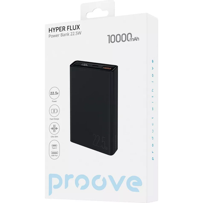 Повербанк PROOVE Hyper Flux Plus 22.5W 10000mAh Black