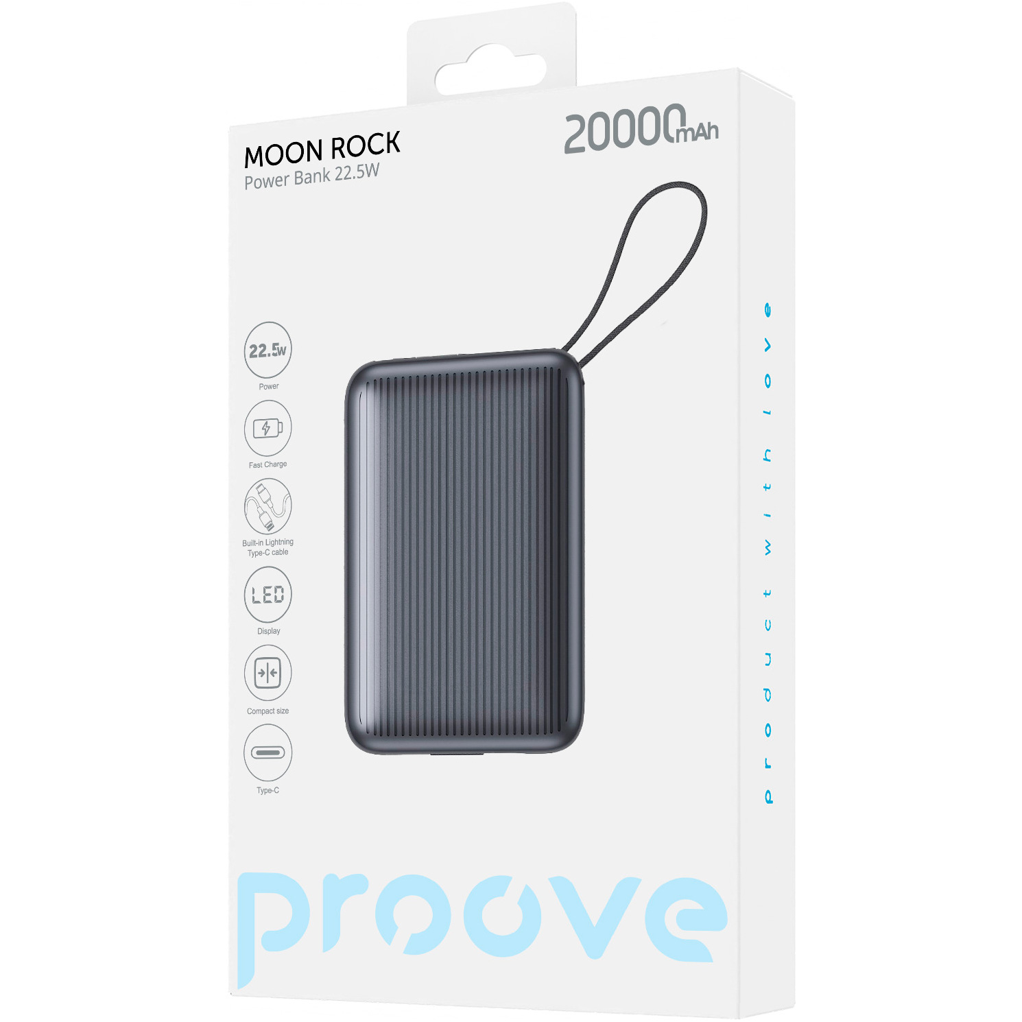 Повербанк PROOVE Moon Rock 22.5W 20000mAh Gray