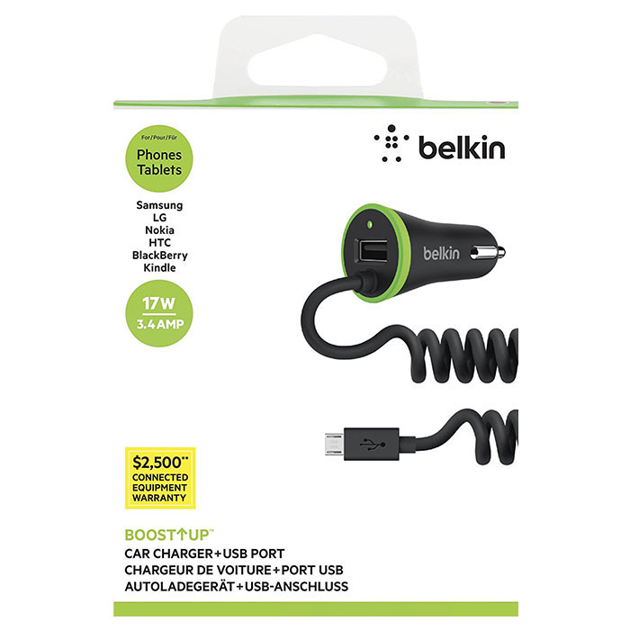 Автомобільний зарядний пристрій BELKIN Boost Up Universal Car Charger w/Micro-USB (F8M890BT04-BLK)