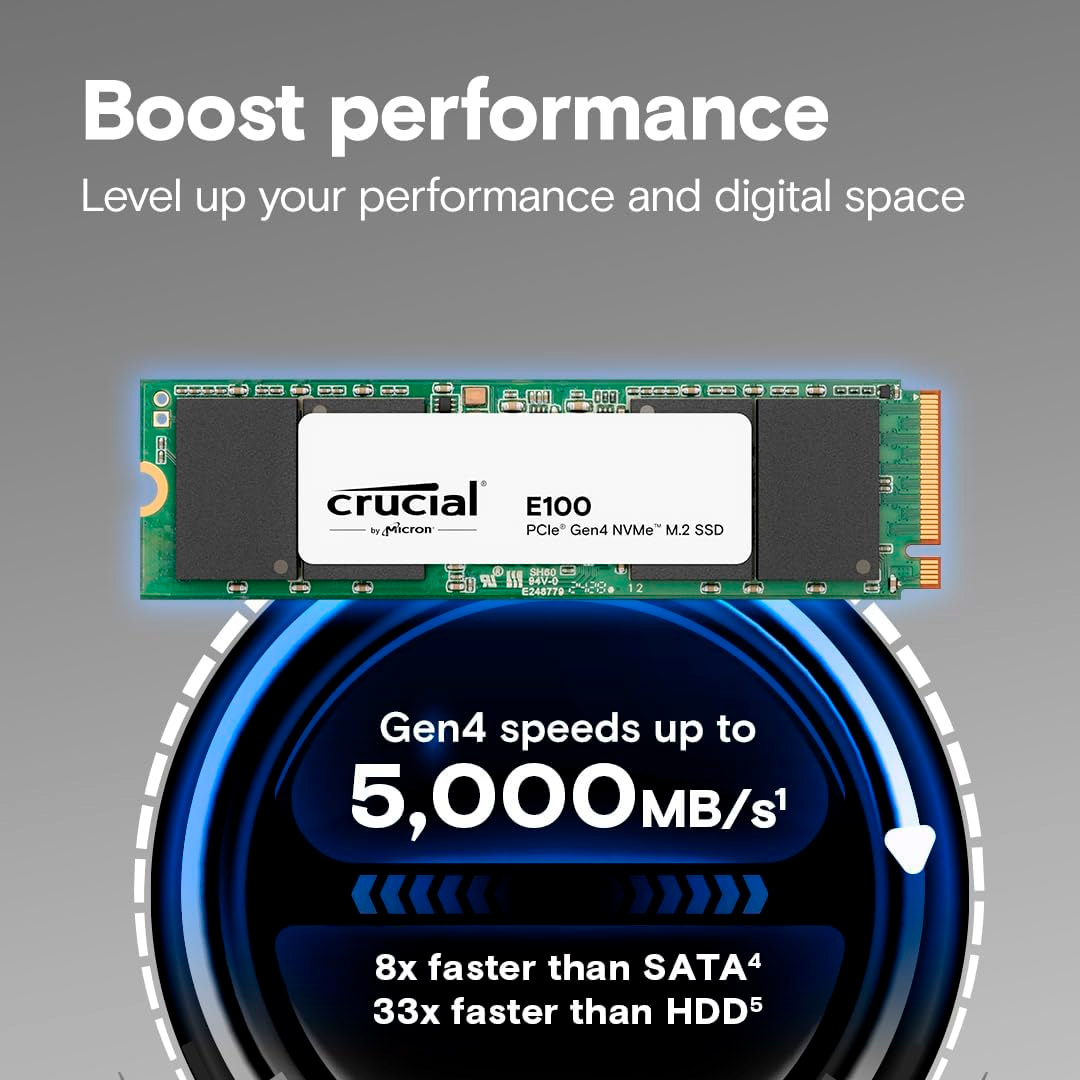 SSD диск CRUCIAL E100 2TB M.2 NVMe (CT2000E100SSD8)