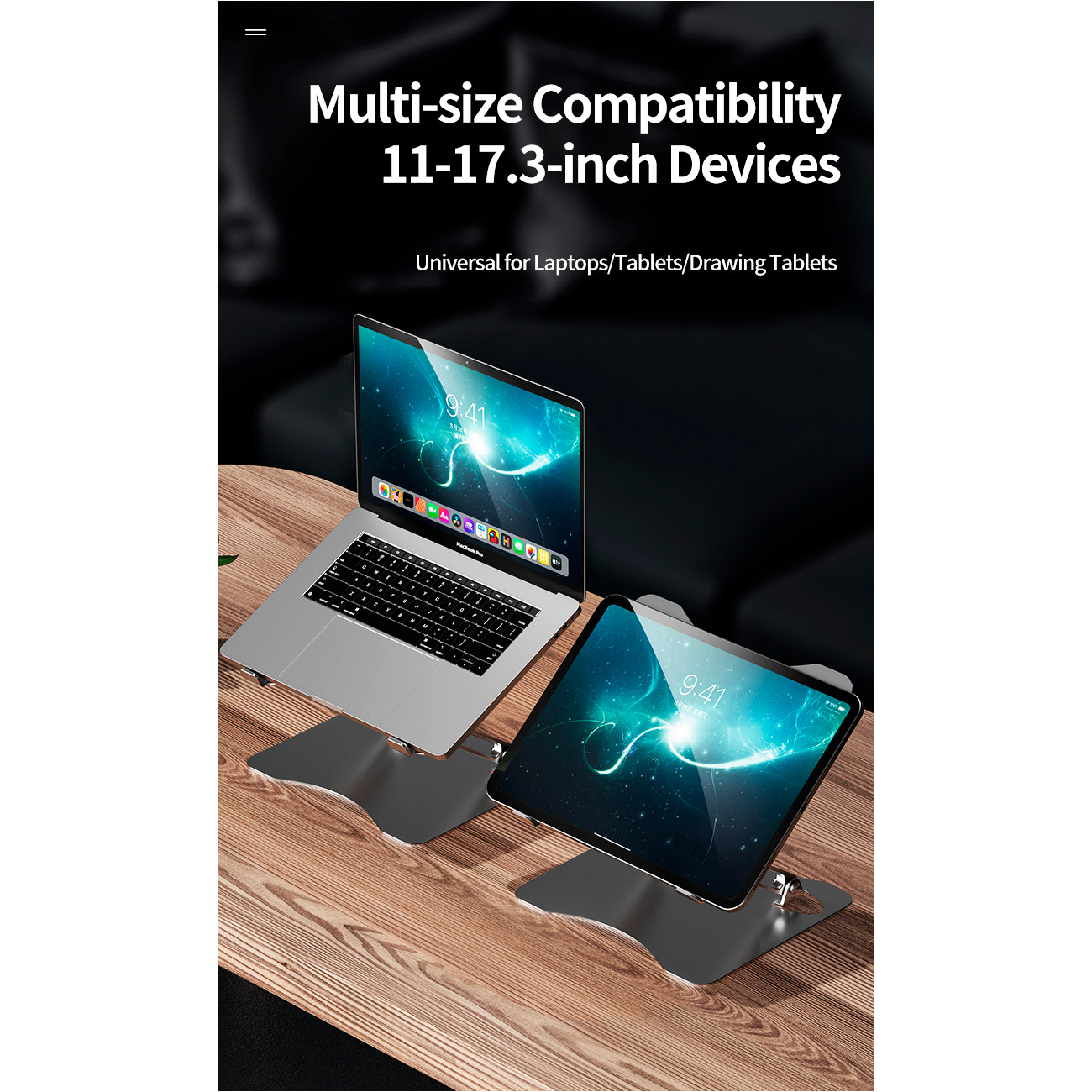 Підставка для ноутбука RTAKO RS-CP75A Dual-Layer Carbon Steel Laptop Stand Silver