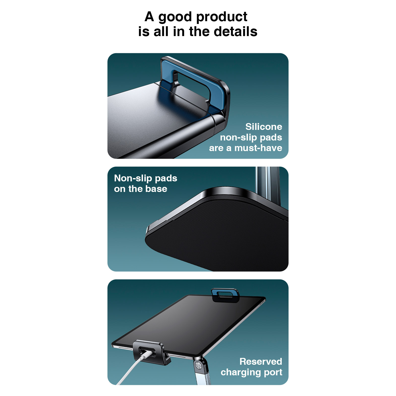 Тримач для смартфона/планшета RTAKO 911JD Multifunctional Cantilever Bracket Titanium Space Gray