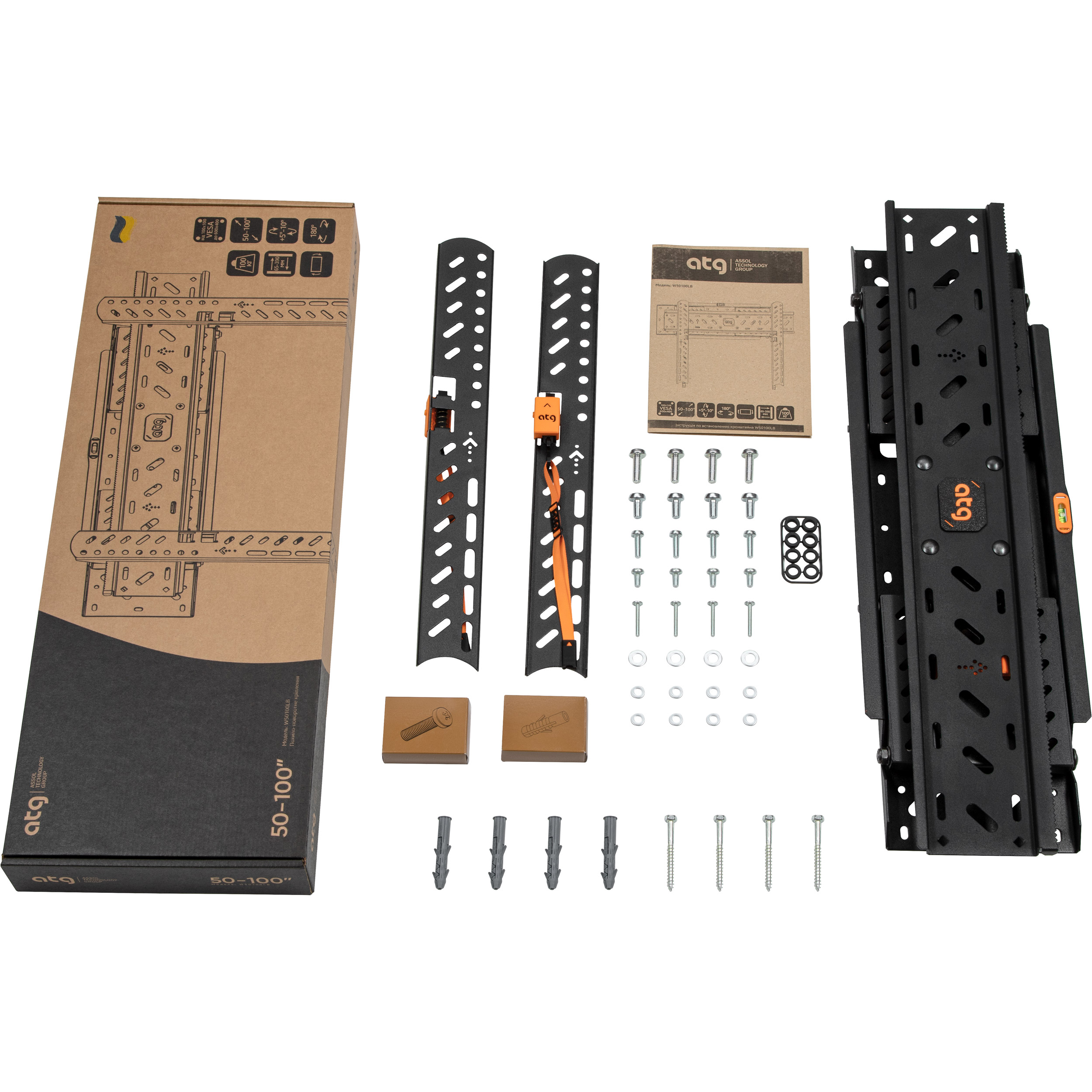 Крепление настенное для ТВ ATG W50100LB 50"-100" Black