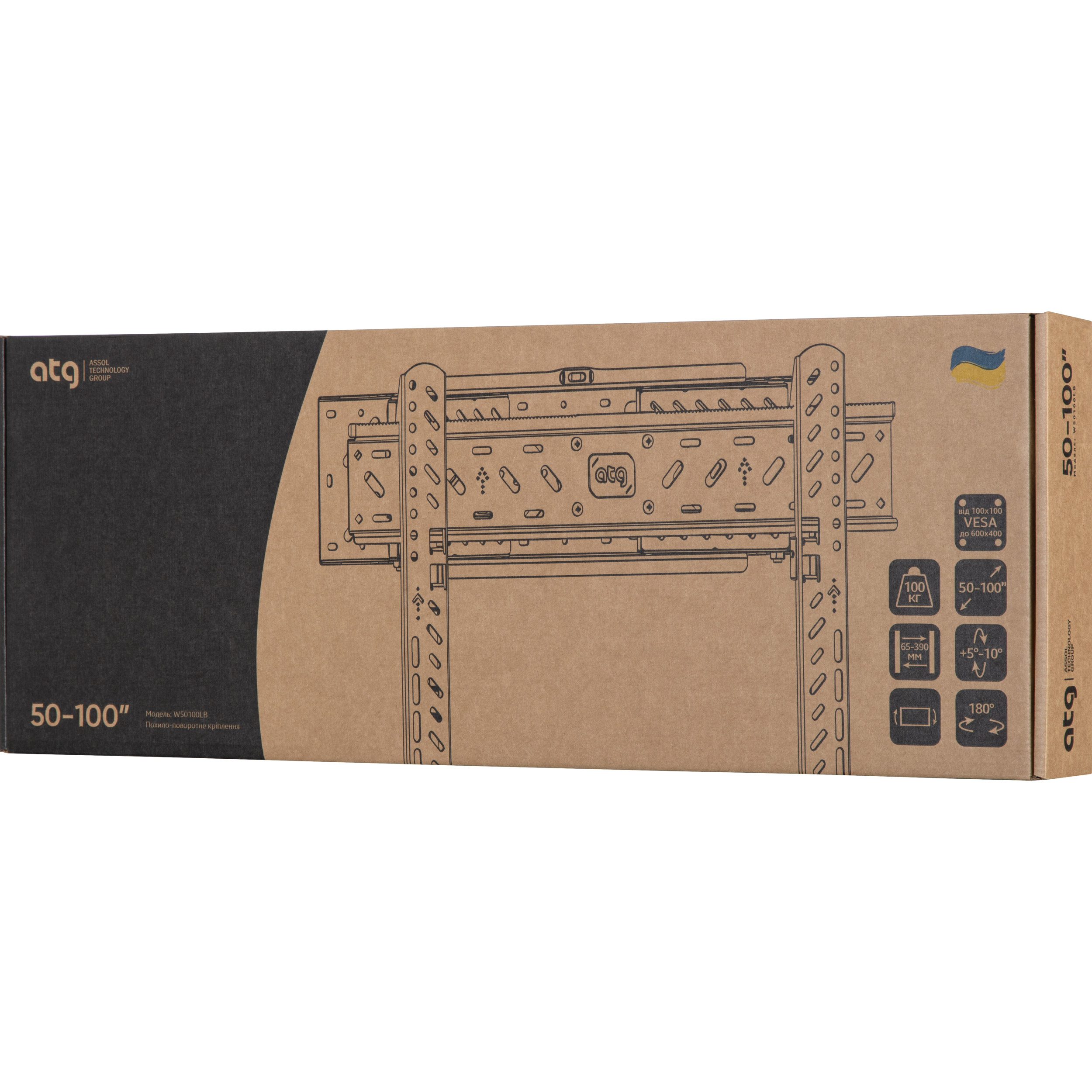 Крепление настенное для ТВ ATG W50100LB 50"-100" Black