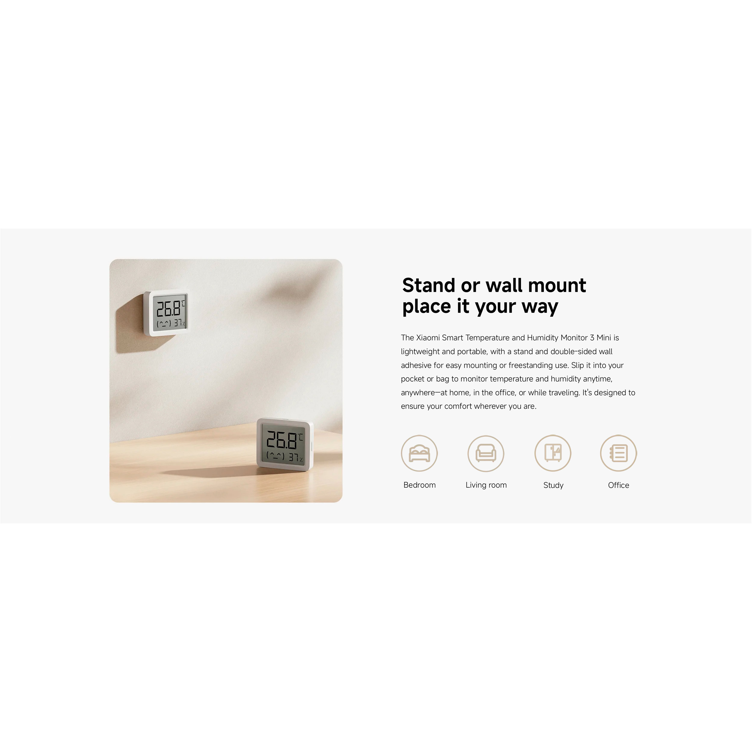Термогігрометр XIAOMI Smart Temperature and Humidity Monitor 3 Mini (QBH4312GL)