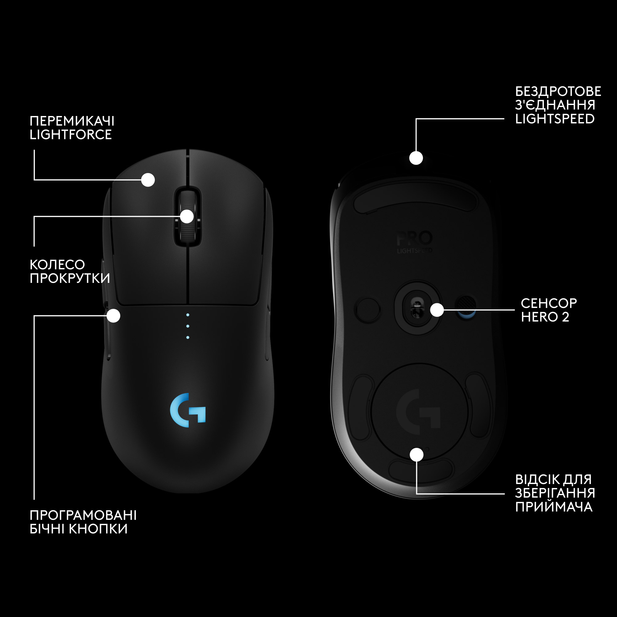 Миша ігрова LOGITECH G Pro 2 Lightspeed w/8K dongle Black (991-000559)