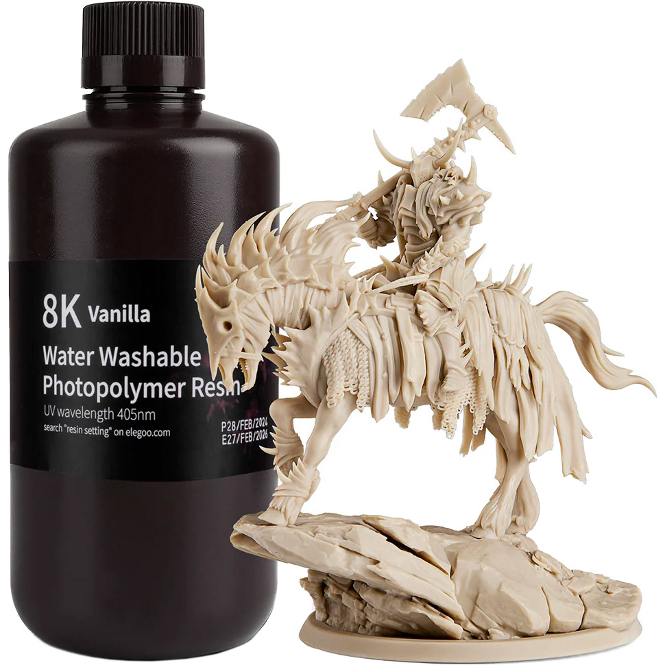 Фотополімерна смола для 3D принтера ELEGOO 8K Water Washable Resin, 1кг, Vanilla (50.103.0141)
