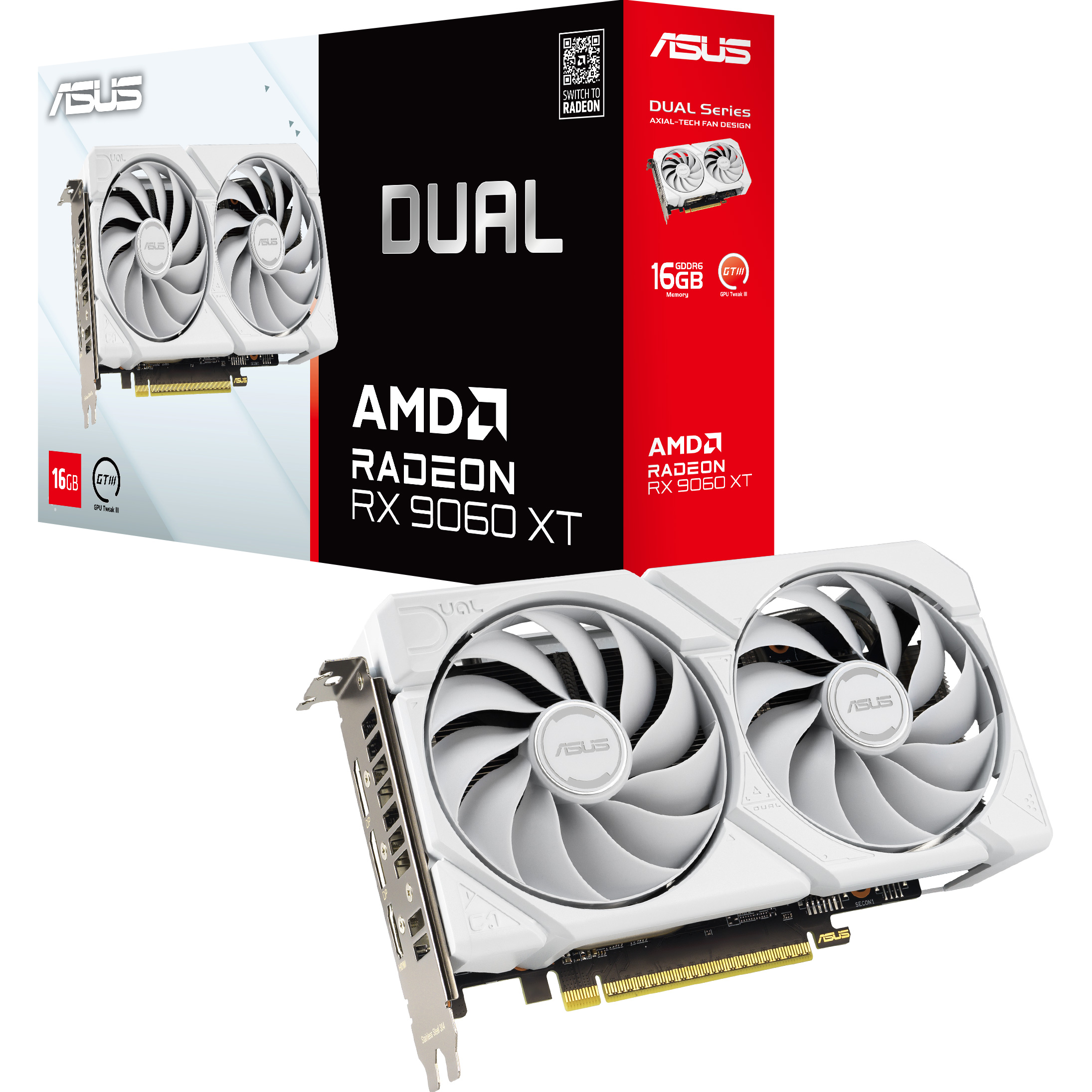 Відеокарта ASUS Dual Radeon RX 9060 XT 16GB GDDR6 White Edition (DUAL-RX9060XT-16G-WHITE)