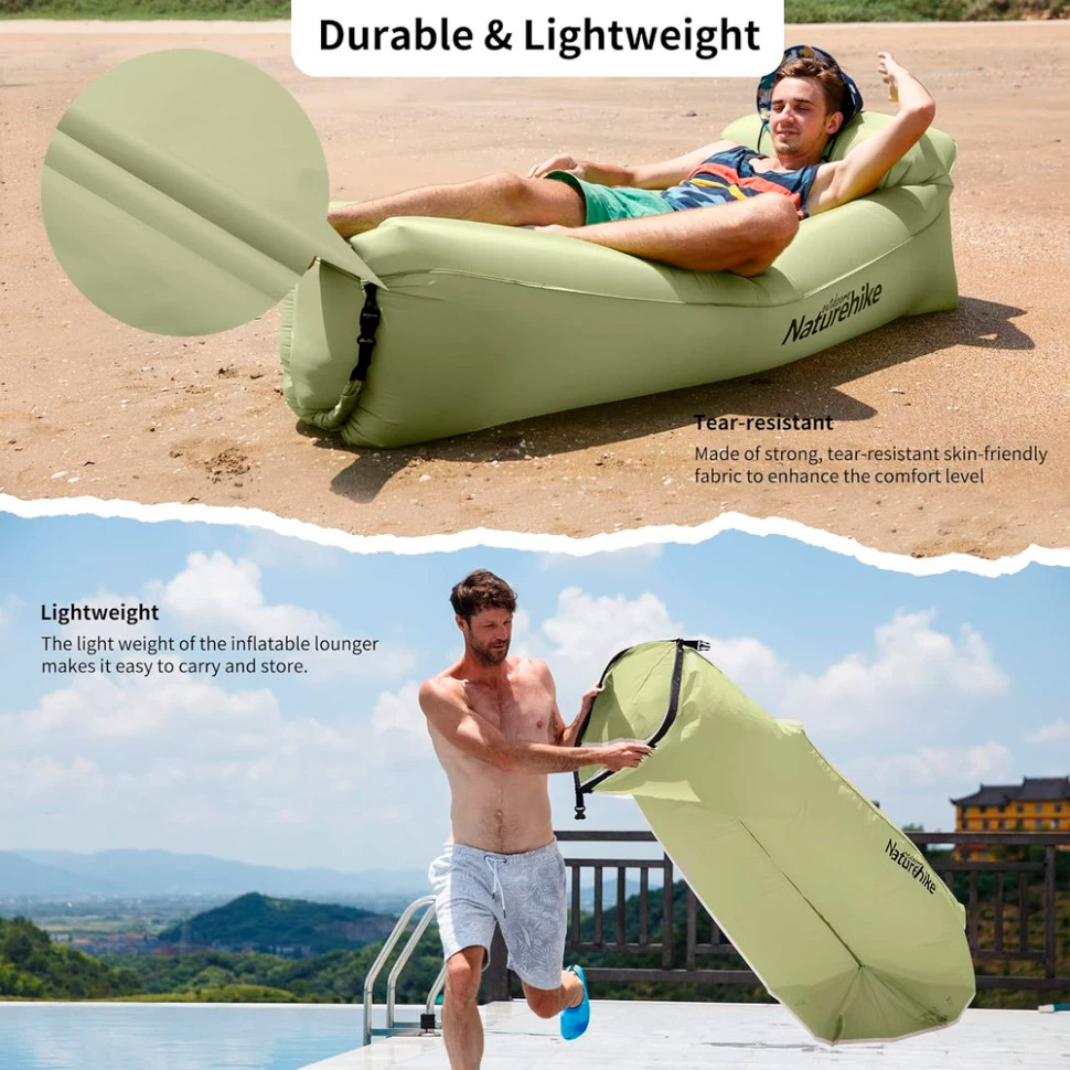 Ламзак NATUREHIKE NH20FCD06 Air Sofa Camping 180x70 оливковий (6927595777053)