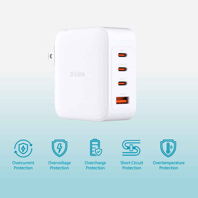 Зарядний пристрій D-LINK DCP-101 3xUSB-C, 1xUSB-A, 100W GaN Charger White