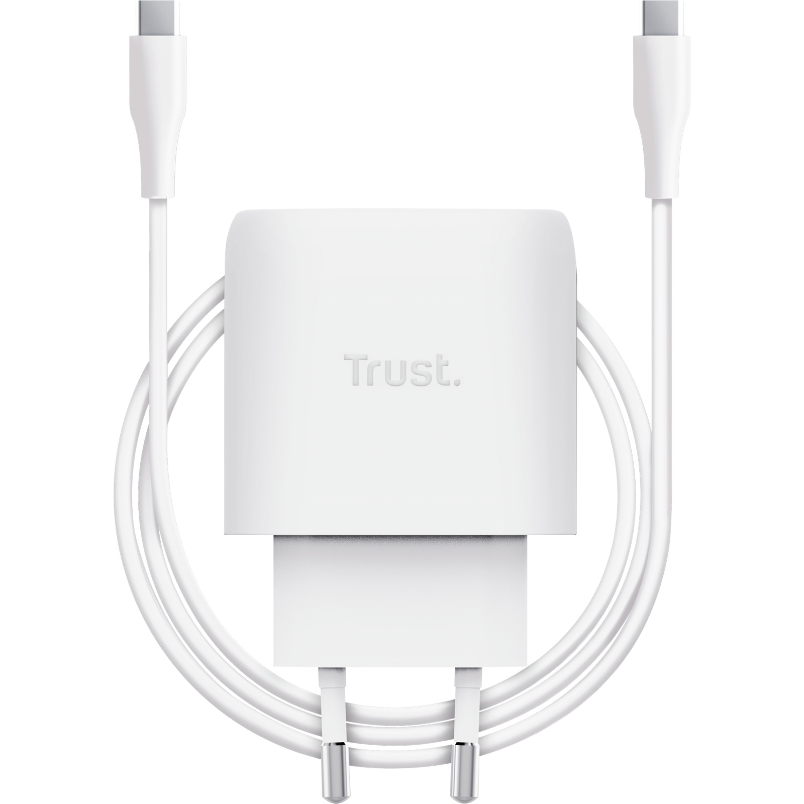 Зарядний пристрій TRUST Maxo 45W 1xUSB-C GaN Charger White w/Type-C cable (25522)