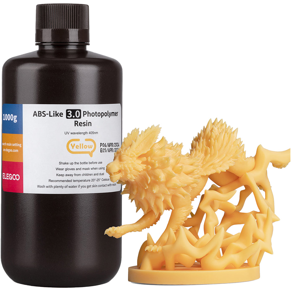 Фотополимерная смола для 3D принтера ELEGOO ABS-Like 3.0, 1кг, Yellow (50.103.0164)