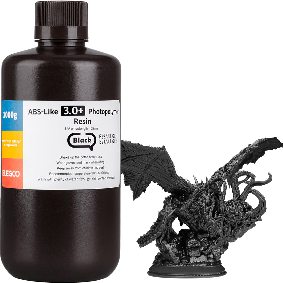 Фотополімерна смола для 3D принтера ELEGOO ABS-Like 3.0+, 1кг, Black (50.103.0218)